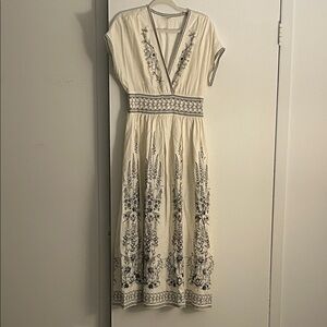Max Studio Cream and Black Embroidered Dress